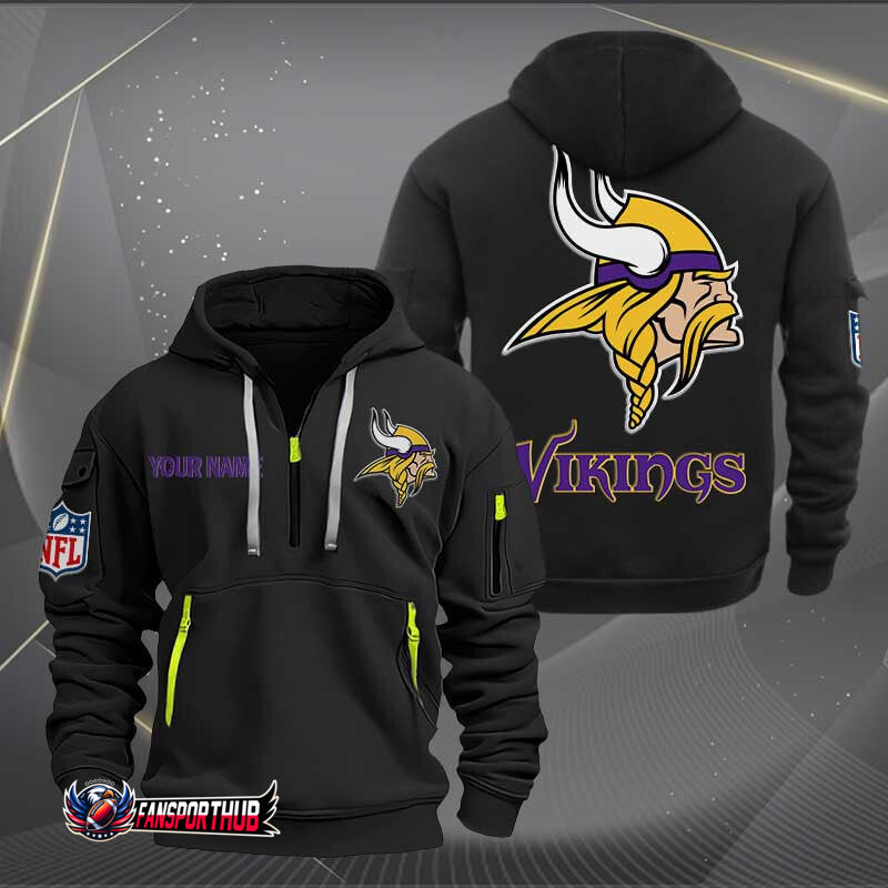 Minnesota Vikings New Personalized Quarter Zip Hoodie Limited Edition AZBTQZH000208