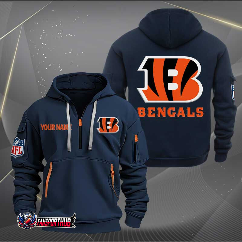 Cincinnati Bengals New Personalized Quarter Zip Hoodie Limited Edition AZBTQZH000218