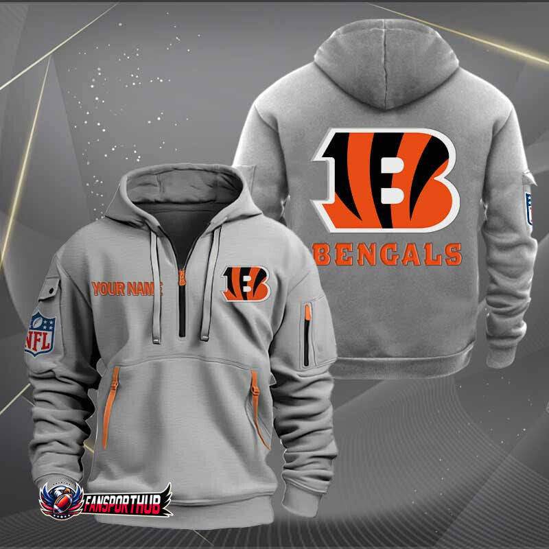Cincinnati Bengals New Personalized Quarter Zip Hoodie Limited Edition AZBTQZH000218