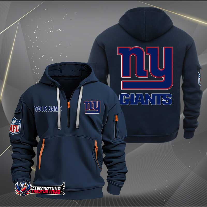 New York Giants New Personalized Quarter Zip Hoodie Limited Edition AZBTQZH000214