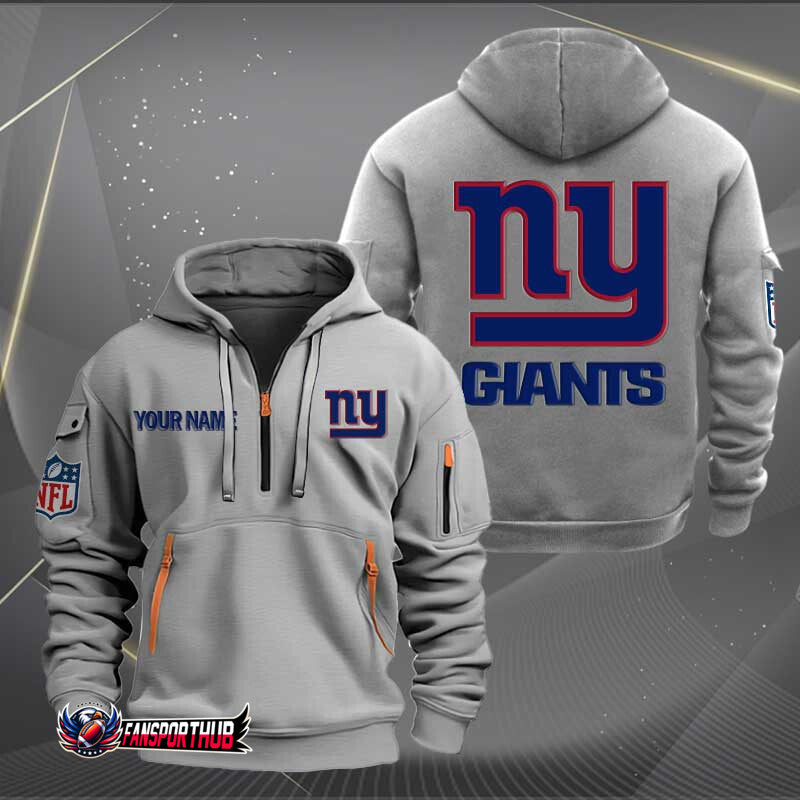 New York Giants New Personalized Quarter Zip Hoodie Limited Edition AZBTQZH000214