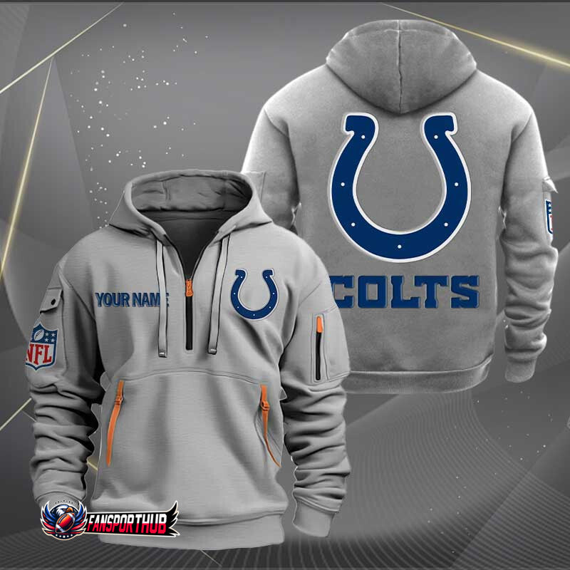Indianapolis Colts New Personalized Quarter Zip Hoodie Limited Edition AZBTQZH000217