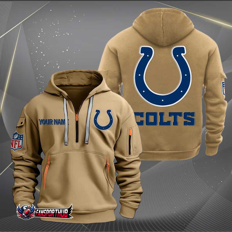Indianapolis Colts New Personalized Quarter Zip Hoodie Limited Edition AZBTQZH000217
