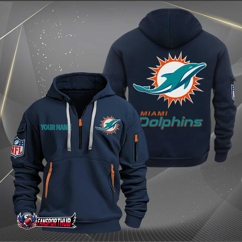 Miami Dolphins New Personalized Quarter Zip Hoodie Limited Edition AZBTQZH000213