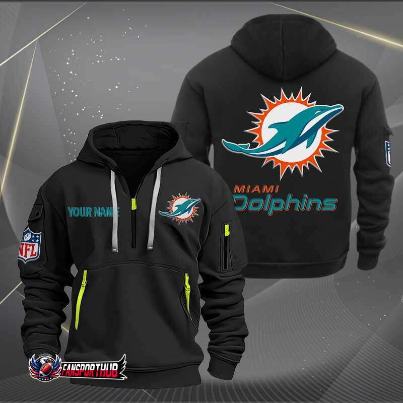 Miami Dolphins New Personalized Quarter Zip Hoodie Limited Edition AZBTQZH000213