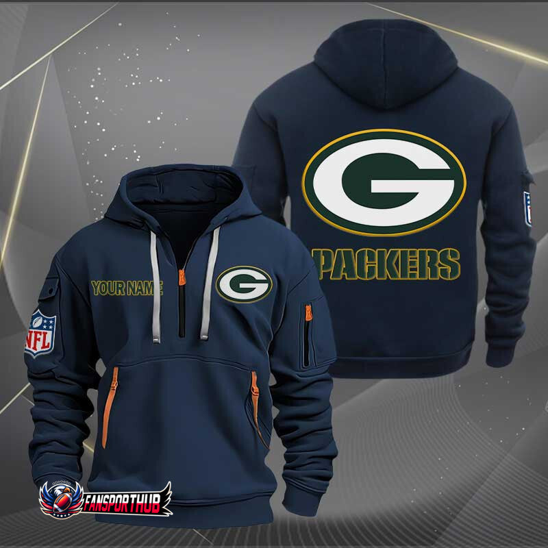 Green Bay Packers New Personalized Quarter Zip Hoodie Limited Edition AZBTQZH000216