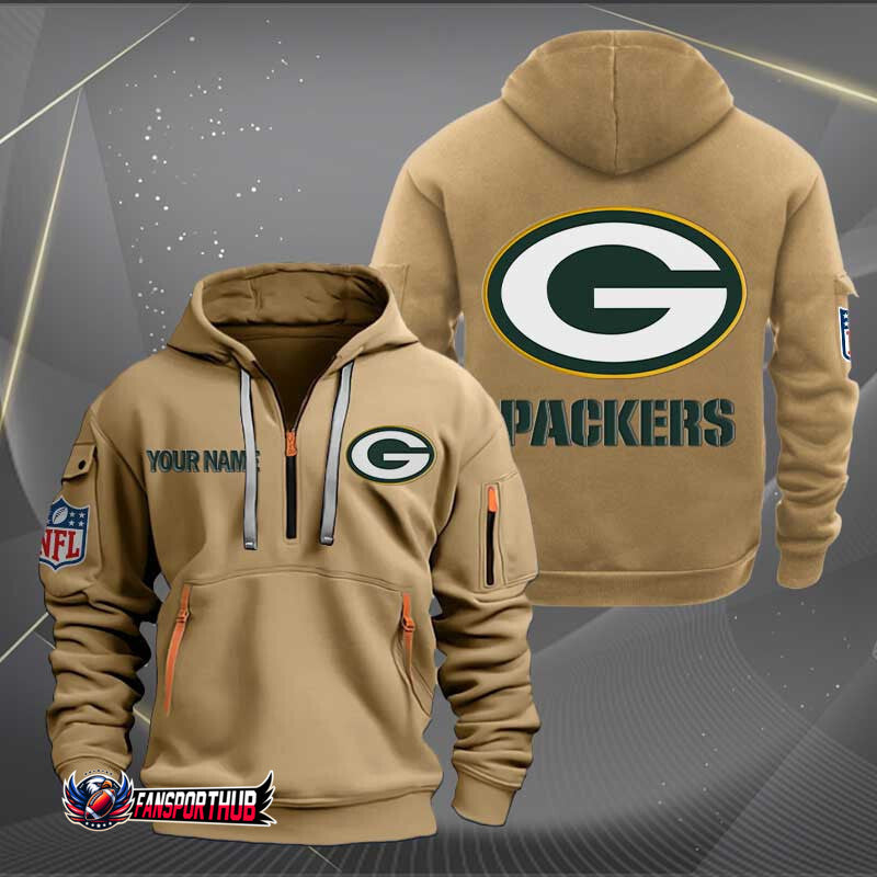 Green Bay Packers New Personalized Quarter Zip Hoodie Limited Edition AZBTQZH000216