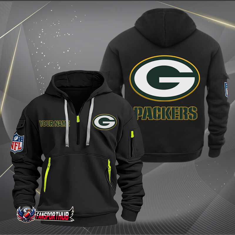 Green Bay Packers New Personalized Quarter Zip Hoodie Limited Edition AZBTQZH000216
