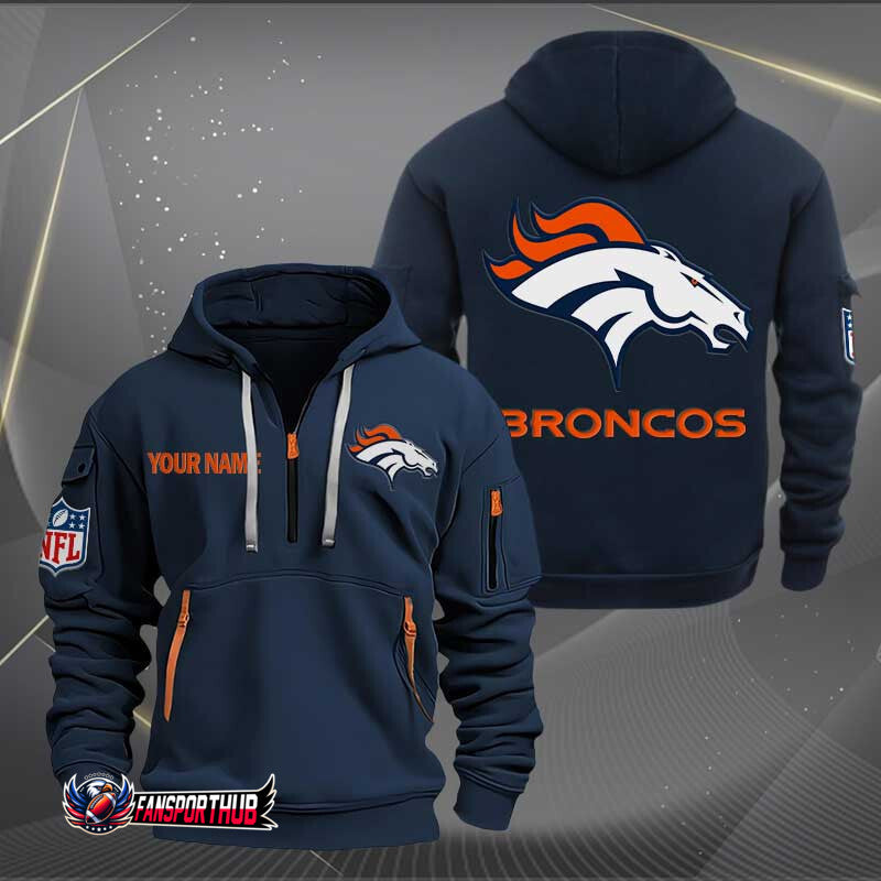 Denver Broncos New Personalized Quarter Zip Hoodie Limited Edition AZBTQZH000220