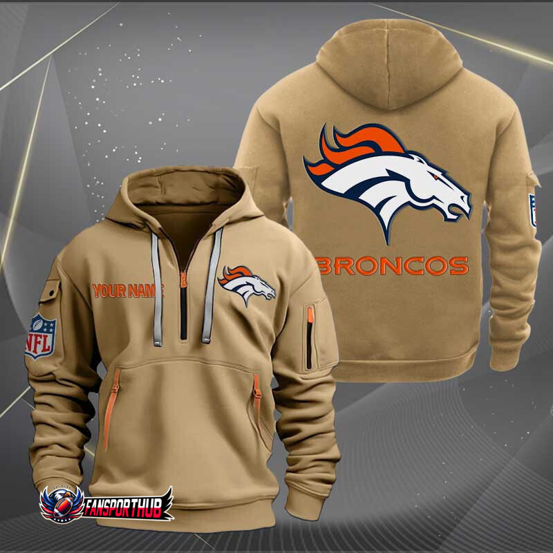 Denver Broncos New Personalized Quarter Zip Hoodie Limited Edition AZBTQZH000220