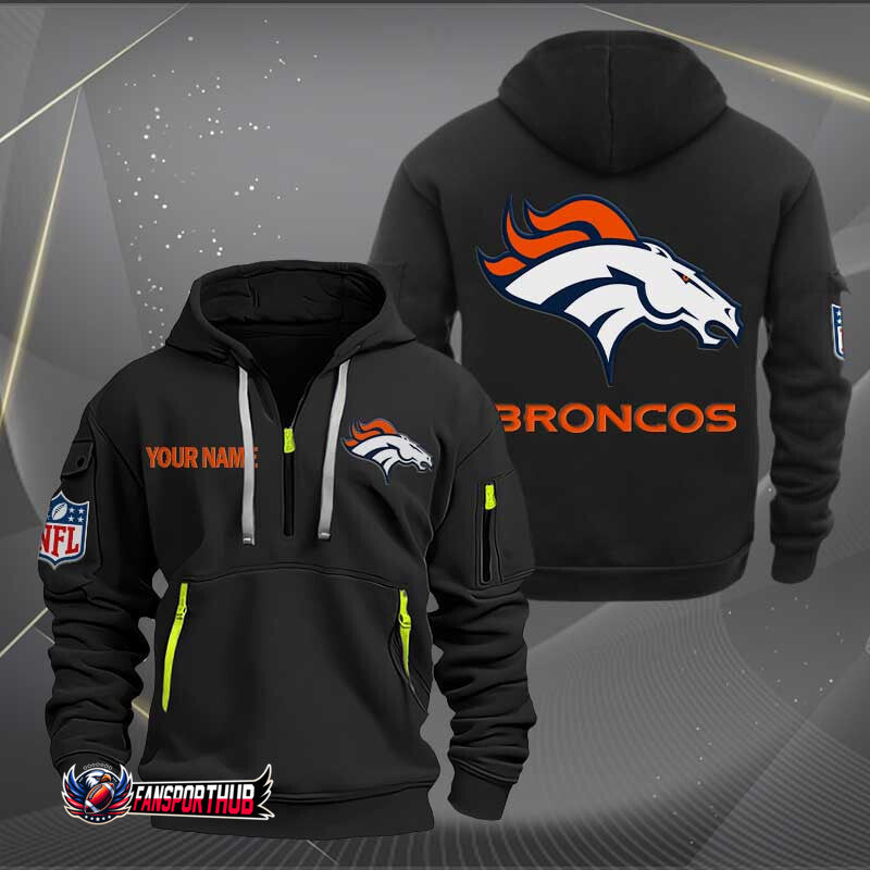 Denver Broncos New Personalized Quarter Zip Hoodie Limited Edition AZBTQZH000220