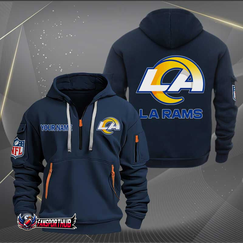 Los Angeles Rams New Personalized Quarter Zip Hoodie Limited Edition AZBTQZH000223