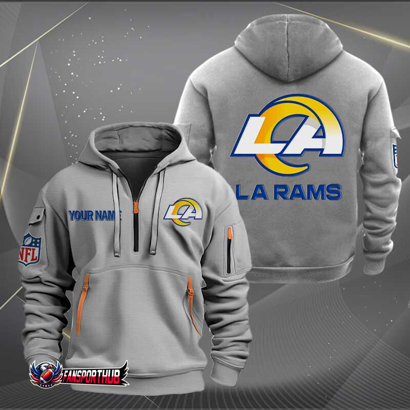 Los Angeles Rams New Personalized Quarter Zip Hoodie Limited Edition AZBTQZH000223