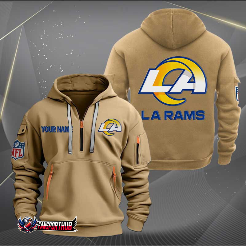 Los Angeles Rams New Personalized Quarter Zip Hoodie Limited Edition AZBTQZH000223