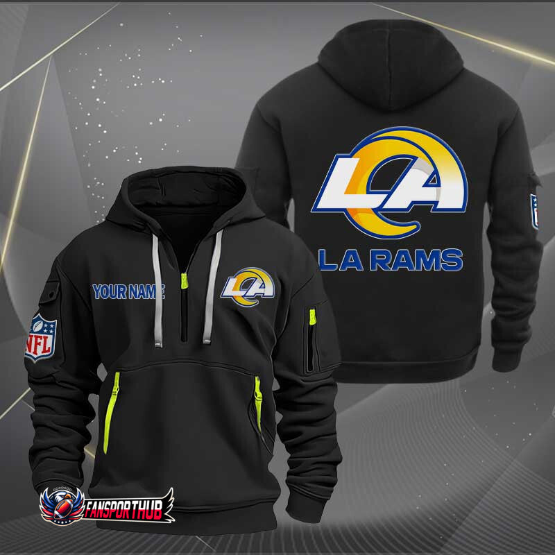 Los Angeles Rams New Personalized Quarter Zip Hoodie Limited Edition AZBTQZH000223