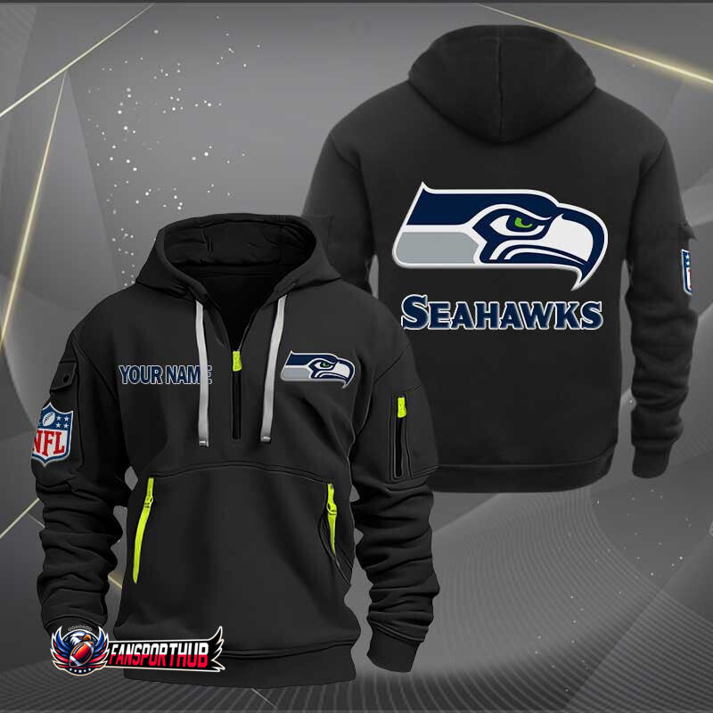 Seattle Seahawks New Personalized Quarter Zip Hoodie Limited Edition AZBTQZH000222