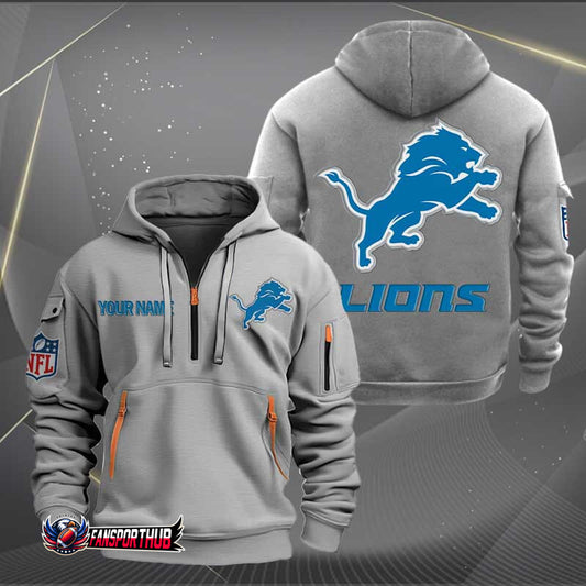 Detroit Lions New Personalized Quarter Zip Hoodie Limited Edition AZBTQZH000224