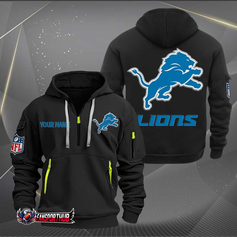 Detroit Lions New Personalized Quarter Zip Hoodie Limited Edition AZBTQZH000224
