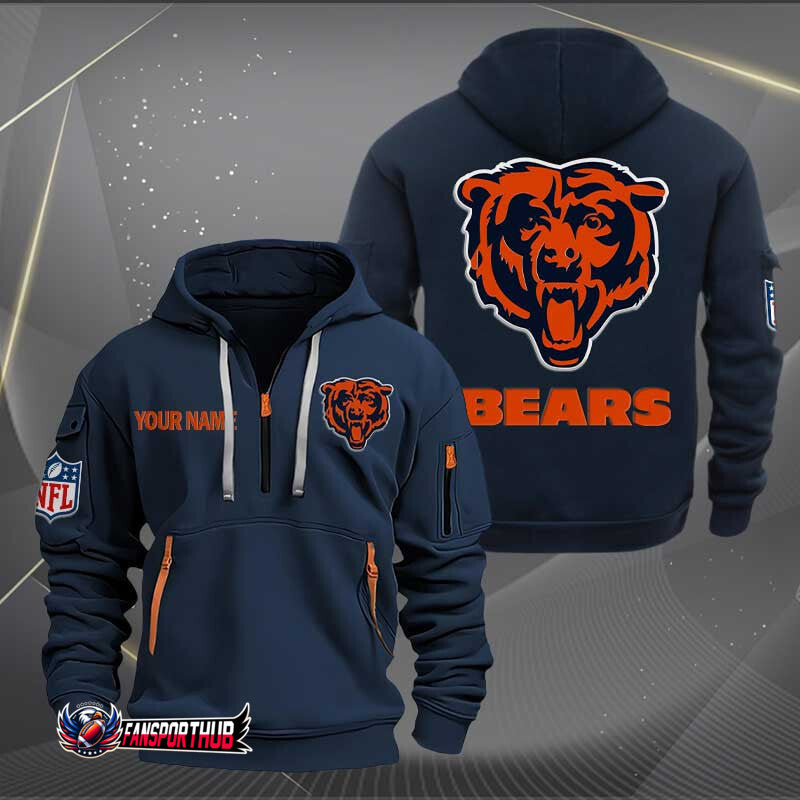Chicago Bears New Personalized Quarter Zip Hoodie Limited Edition AZBTQZH000225