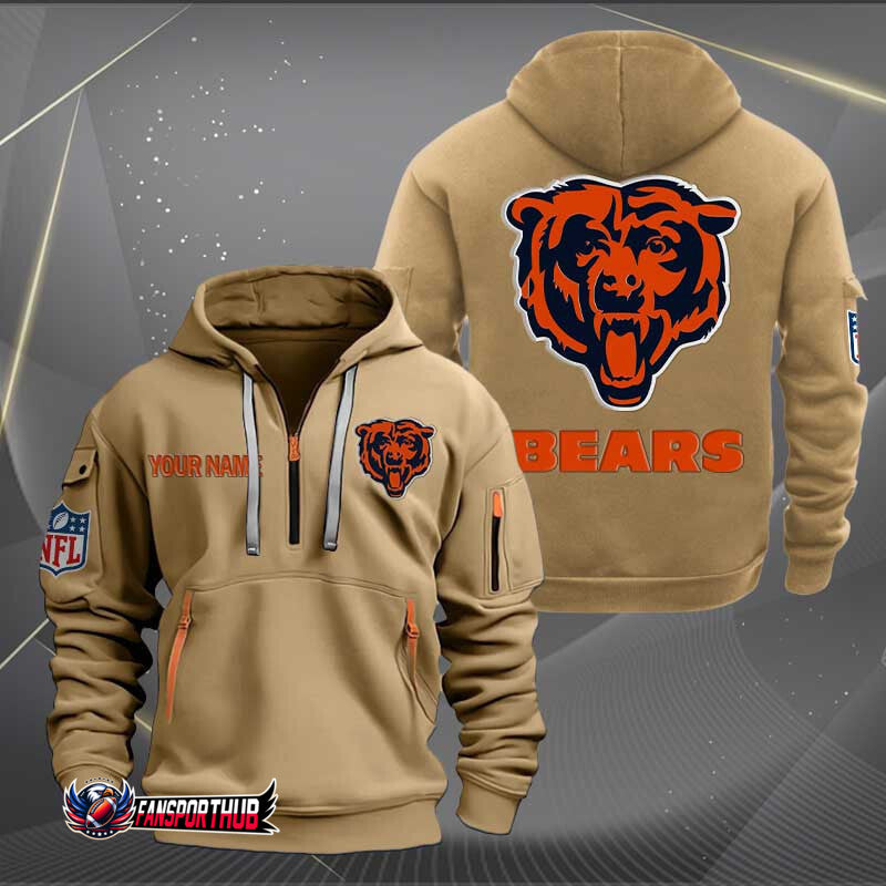 Chicago Bears New Personalized Quarter Zip Hoodie Limited Edition AZBTQZH000225