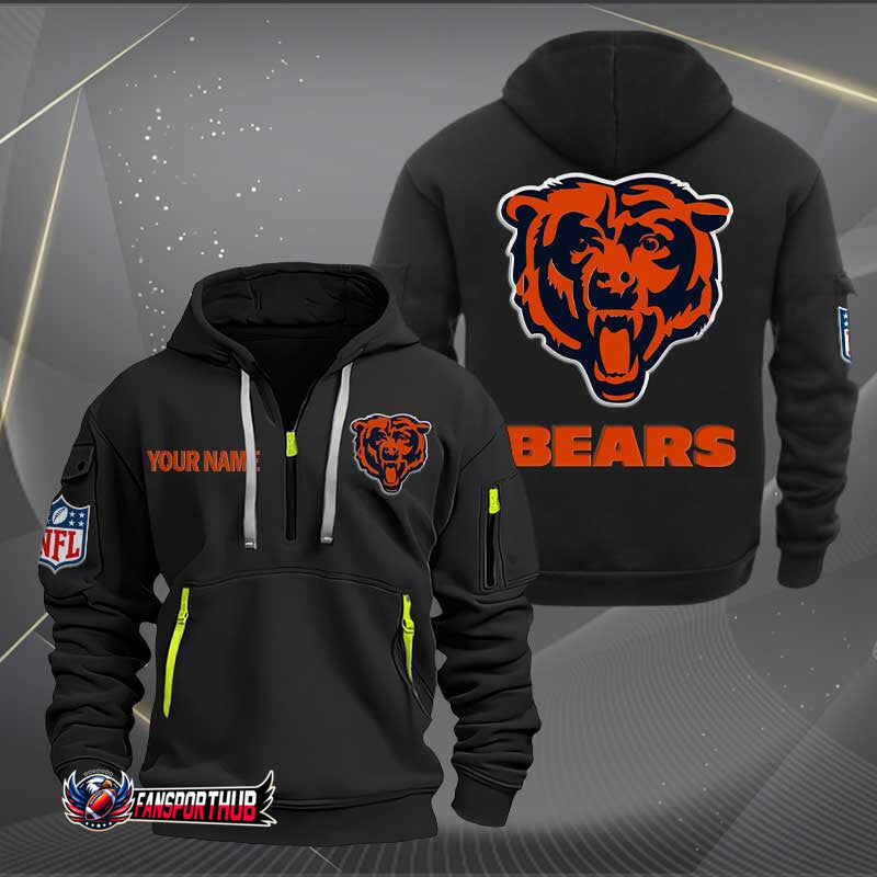 Chicago Bears New Personalized Quarter Zip Hoodie Limited Edition AZBTQZH000225