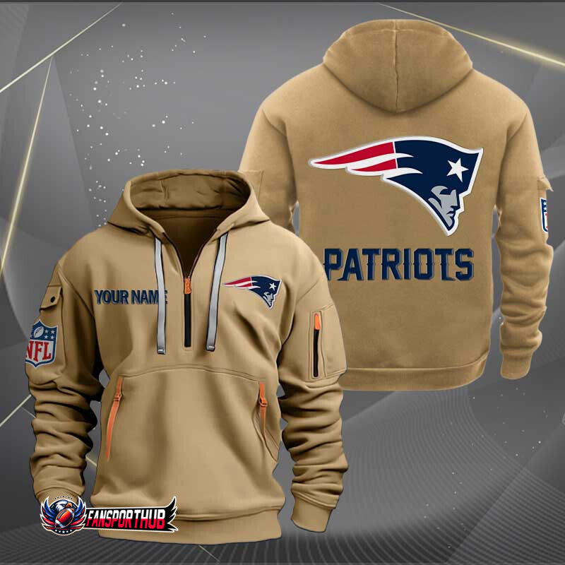 New England Patriots New Personalized Quarter Zip Hoodie Limited Edition AZBTQZH000229