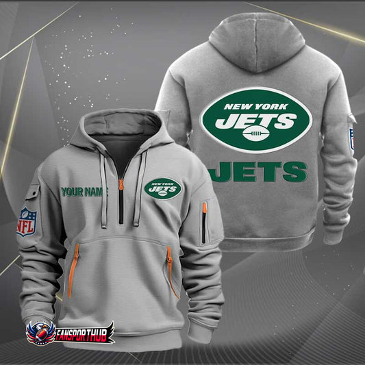 New York Jets New Personalized Quarter Zip Hoodie Limited Edition AZBTQZH000237