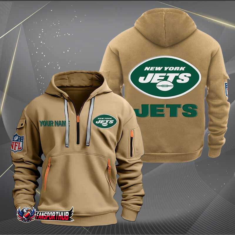 New York Jets New Personalized Quarter Zip Hoodie Limited Edition AZBTQZH000237