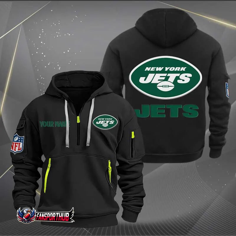 New York Jets New Personalized Quarter Zip Hoodie Limited Edition AZBTQZH000237