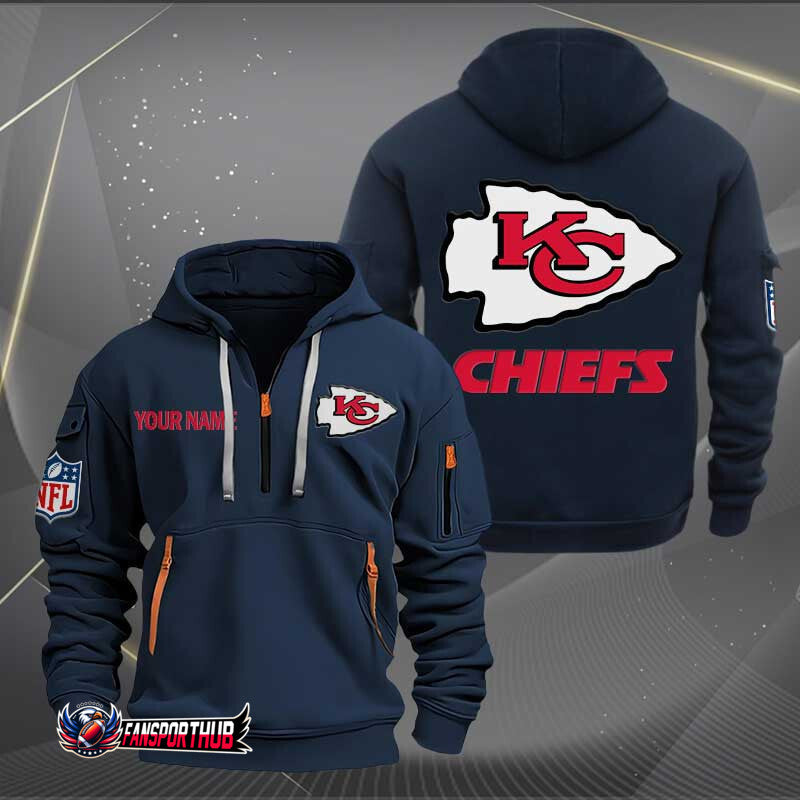Kansas City Chiefs New Personalized Quarter Zip Hoodie Limited Edition AZBTQZH000238