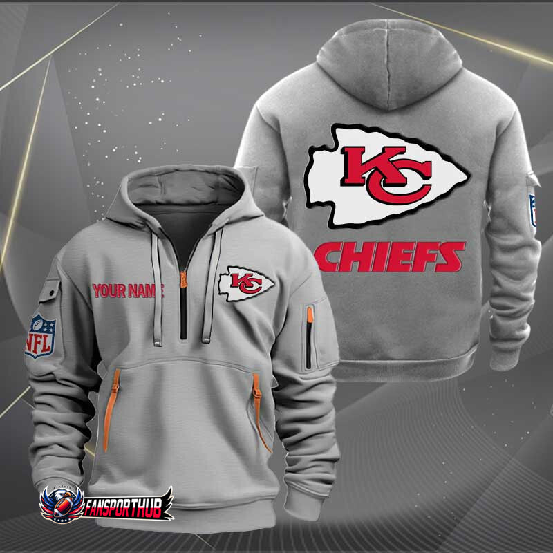 Kansas City Chiefs New Personalized Quarter Zip Hoodie Limited Edition AZBTQZH000238