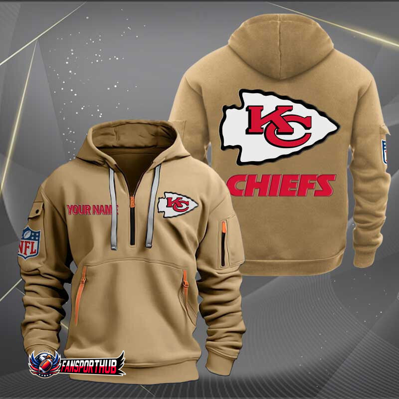 Kansas City Chiefs New Personalized Quarter Zip Hoodie Limited Edition AZBTQZH000238