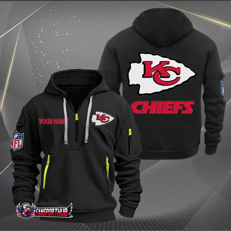 Kansas City Chiefs New Personalized Quarter Zip Hoodie Limited Edition AZBTQZH000238