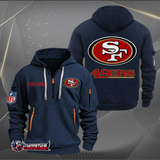 San Francisco 49ers New Personalized Quarter Zip Hoodie Limited Edition AZBTQZH000235