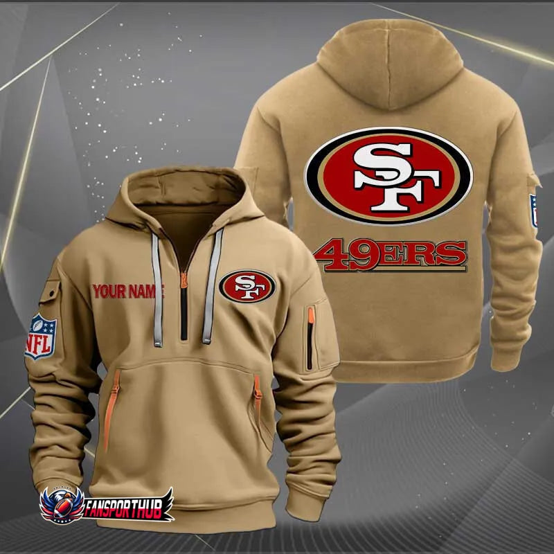 San Francisco 49ers New Personalized Quarter Zip Hoodie Limited Edition AZBTQZH000235