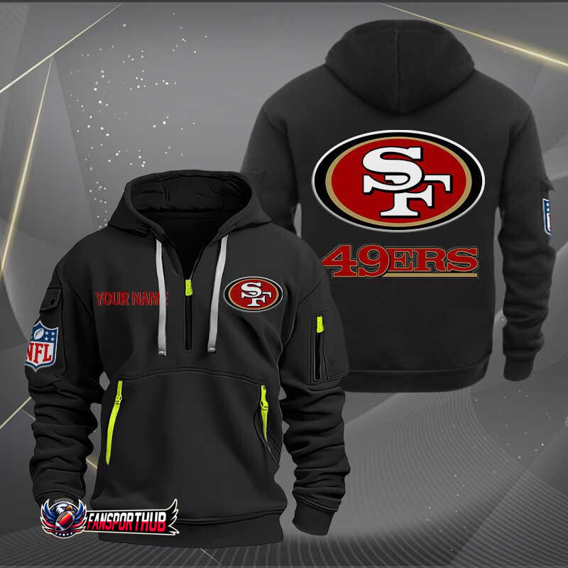 San Francisco 49ers New Personalized Quarter Zip Hoodie Limited Edition AZBTQZH000235
