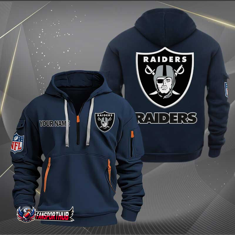 Las Vegas Raiders New Personalized Quarter Zip Hoodie Limited Edition AZBTQZH000234