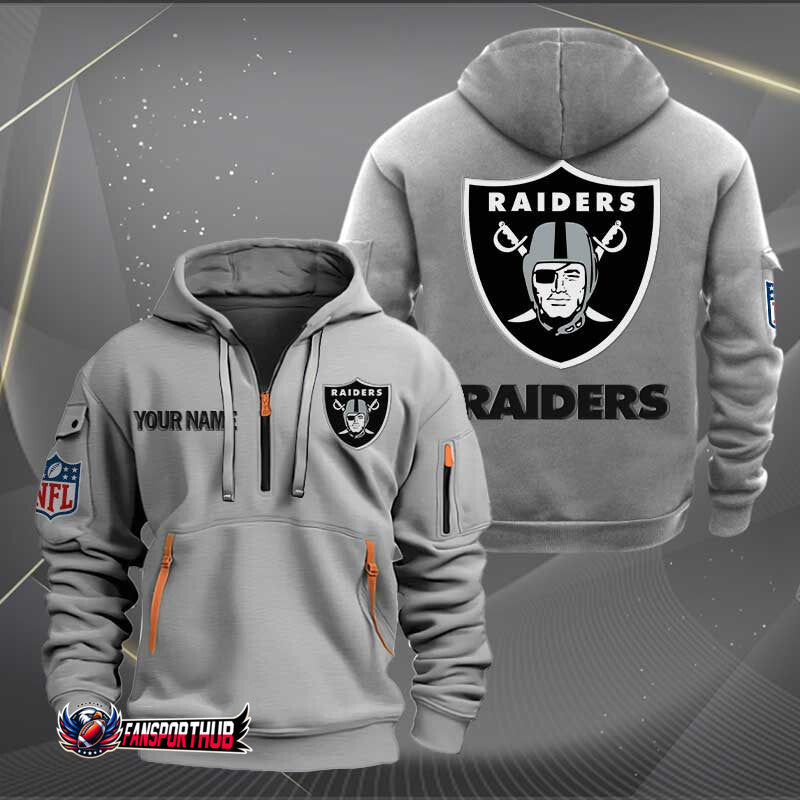 Las Vegas Raiders New Personalized Quarter Zip Hoodie Limited Edition AZBTQZH000234
