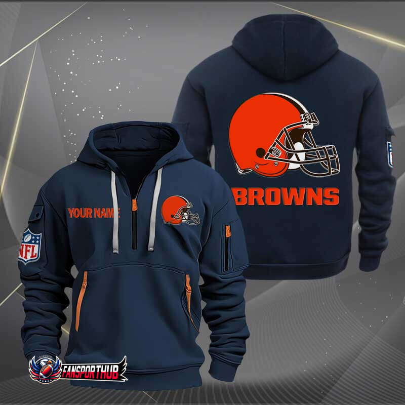 Cleveland Browns New Personalized Quarter Zip Hoodie Limited Edition AZBTQZH000239