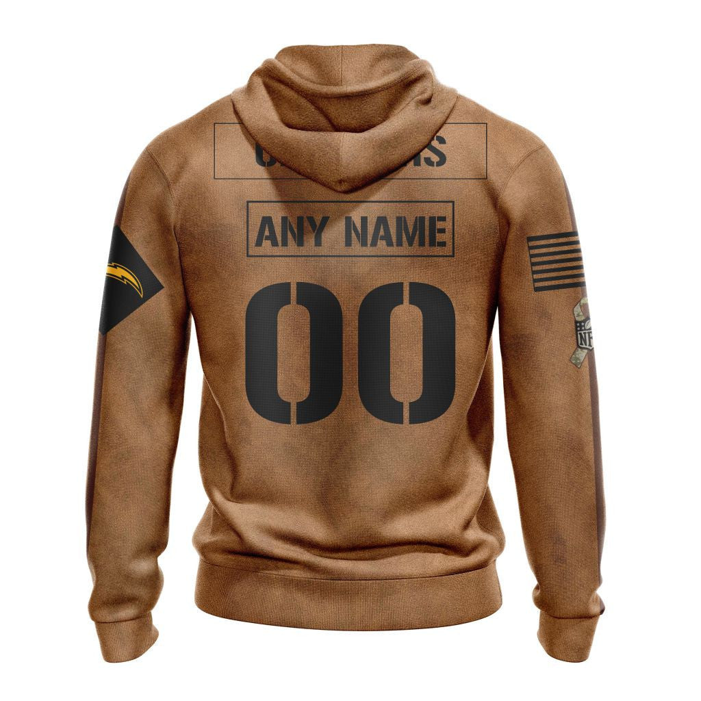 Los Angeles Chargers Personalized Salute To Service Club Hoodie AZBTHD000012