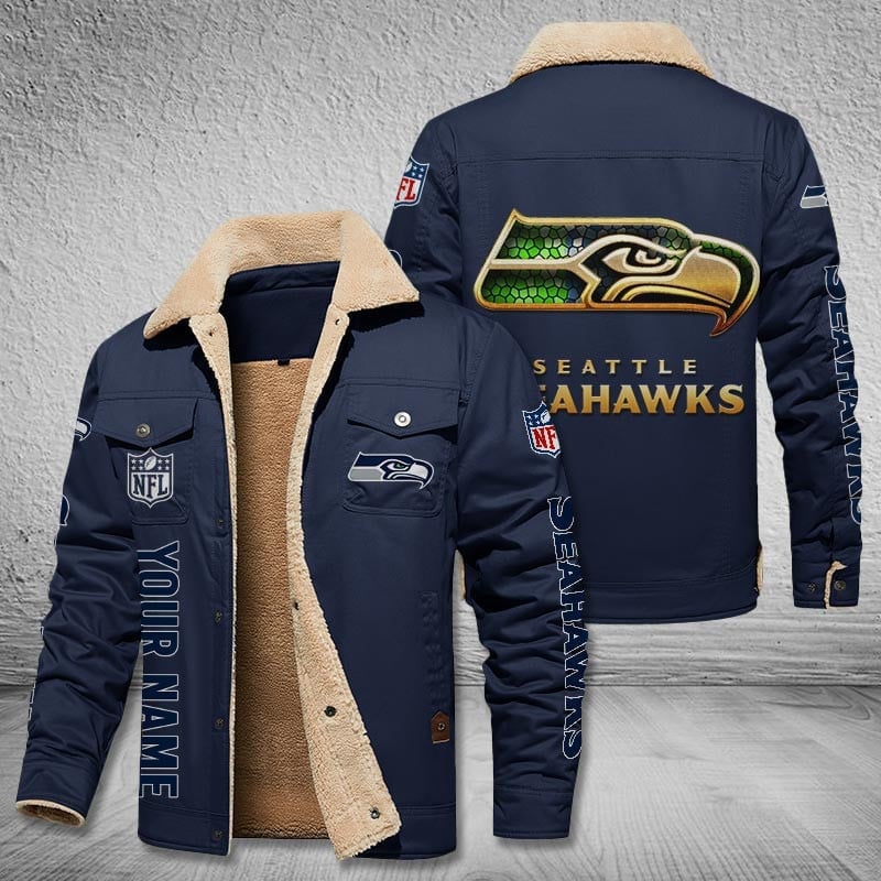 Seattle Seahawks New Personalized Winter Fleece Bomber Jacket  AZBTWFBJ000040