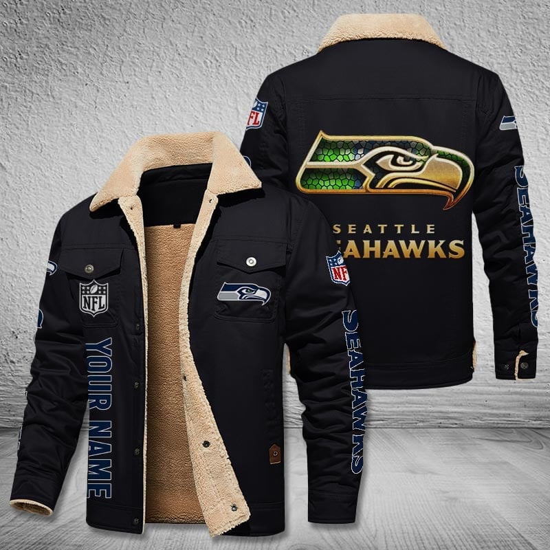 Seattle Seahawks New Personalized Winter Fleece Bomber Jacket  AZBTWFBJ000040