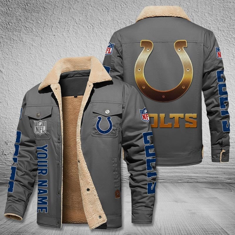 Indianapolis Colts New Personalized Winter Fleece Bomber Jacket  AZBTWFBJ000042