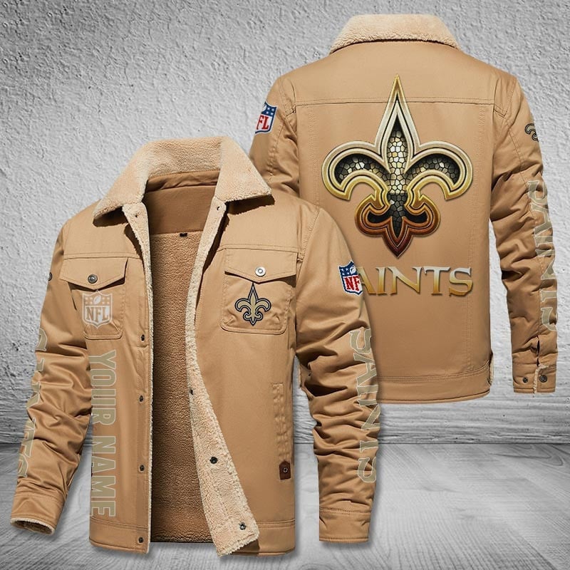 New Orleans Saints New Personalized Winter Fleece Bomber Jacket  AZBTWFBJ000050