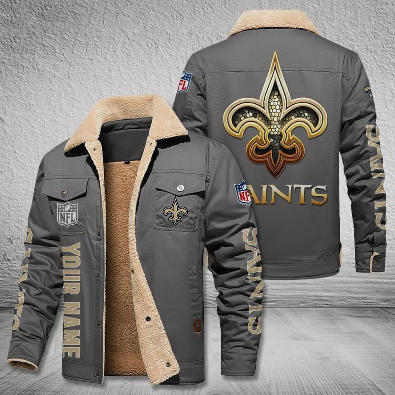 New Orleans Saints New Personalized Winter Fleece Bomber Jacket  AZBTWFBJ000050