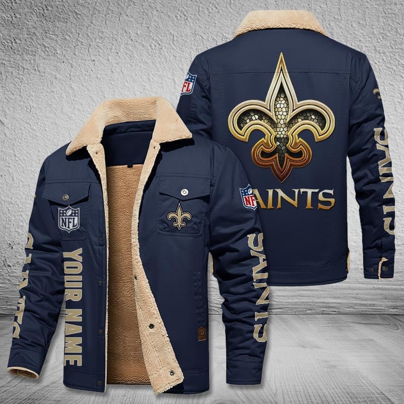 New Orleans Saints New Personalized Winter Fleece Bomber Jacket  AZBTWFBJ000050