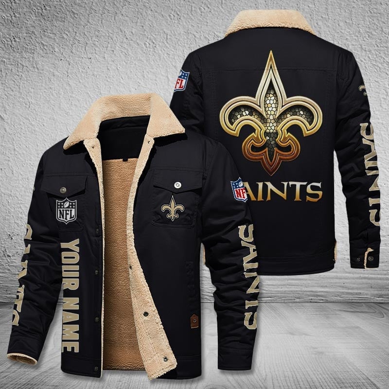 New Orleans Saints New Personalized Winter Fleece Bomber Jacket  AZBTWFBJ000050