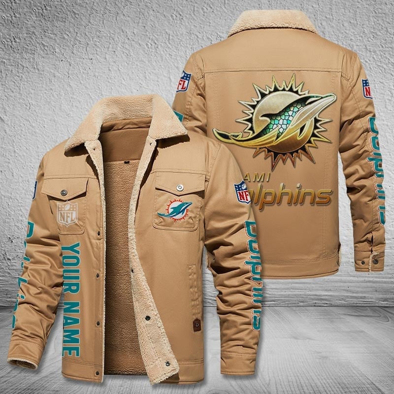 Miami Dolphins New Personalized Winter Fleece Bomber Jacket  AZBTWFBJ000022