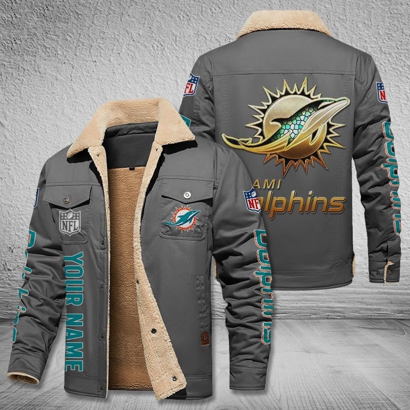 Miami Dolphins New Personalized Winter Fleece Bomber Jacket  AZBTWFBJ000022