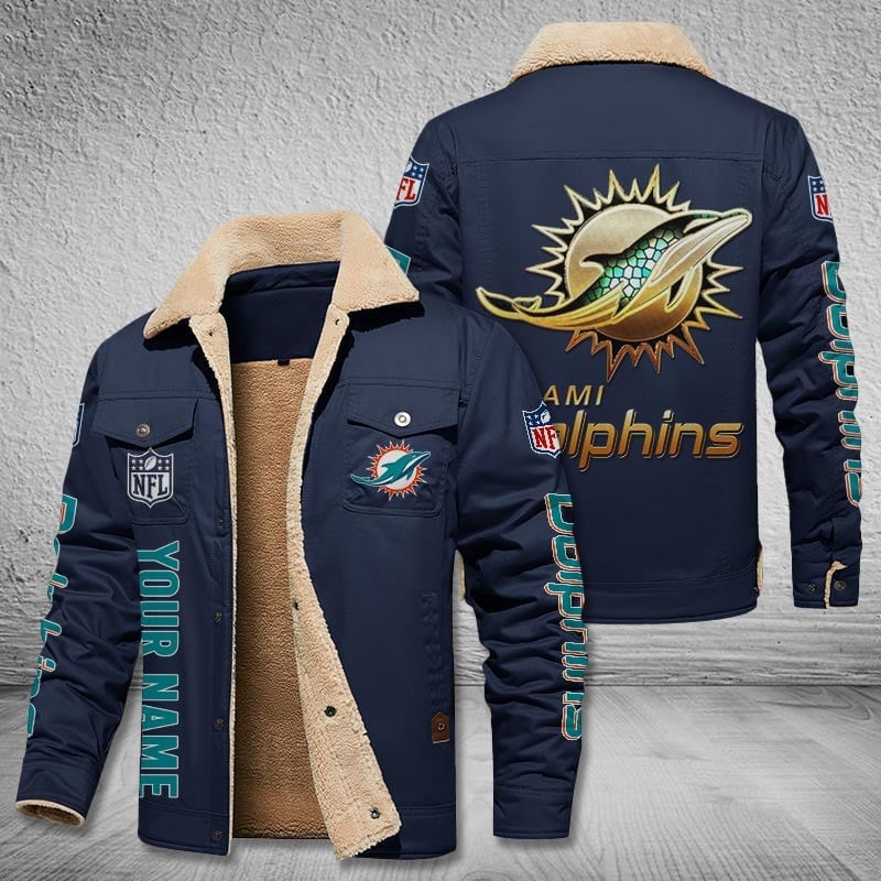 Miami Dolphins New Personalized Winter Fleece Bomber Jacket  AZBTWFBJ000022